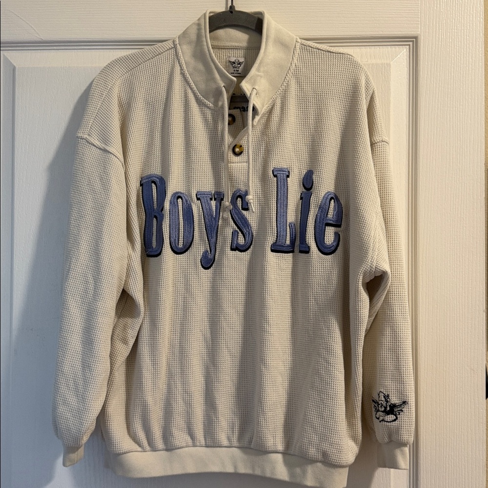 Boys Lie - Smitten Henley Boyfriend Crewneck - Cream - S/M - Picture 4 of 6